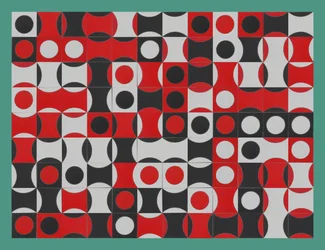 Black White & Red Composite of Circles